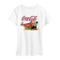 Santa Lounging Womens Crew Neck Short Sleeve Regular Fit Graphic T-Shirt