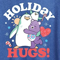 Holiday Hugs Womens Crew Neck Short Sleeve Regular Fit Care Bears Graphic T-Shirt