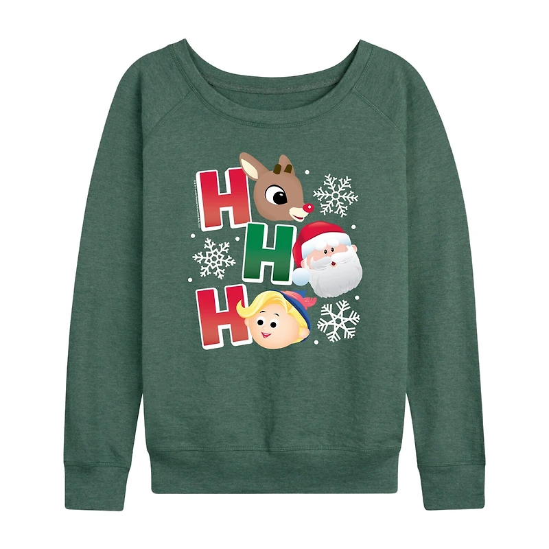 Ho Womens Round Neck Long Sleeve Regular Fit Rudolph Graphic T-Shirt