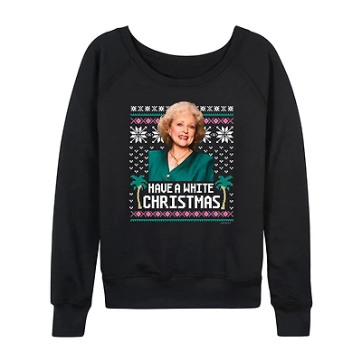White Christmas Womens Boat Neck Long Sleeve Regular Fit Graphic T-Shirt