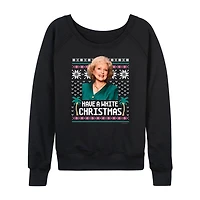 White Christmas Womens Boat Neck Long Sleeve Regular Fit Graphic T-Shirt