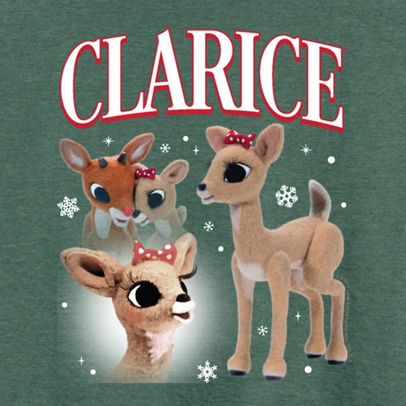 Clarice Womens Boat Neck Long Sleeve Regular Fit Rudolph Graphic T-Shirt