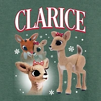 Clarice Womens Boat Neck Long Sleeve Regular Fit Rudolph Graphic T-Shirt