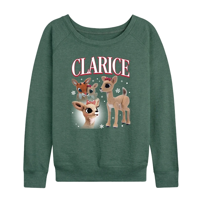 Clarice Womens Boat Neck Long Sleeve Regular Fit Rudolph Graphic T-Shirt
