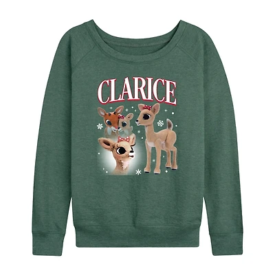 Clarice Womens Boat Neck Long Sleeve Regular Fit Rudolph Graphic T-Shirt