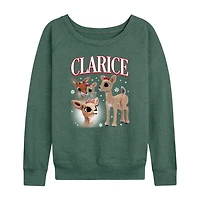 Clarice Womens Boat Neck Long Sleeve Regular Fit Rudolph Graphic T-Shirt