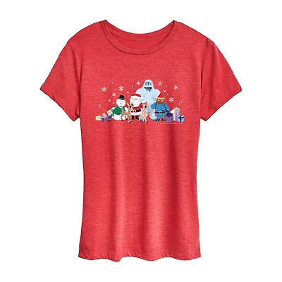The Whole Crew Womens Neck Short Sleeve Regular Fit Rudolph Graphic T-Shirt