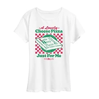 Cheese Pizza Womens Crew Neck Short Sleeve Regular Fit Graphic T-Shirt