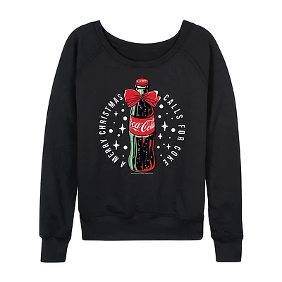 Bow On Bottle Womens Round Neck Long Sleeve Regular Fit Graphic T-Shirt