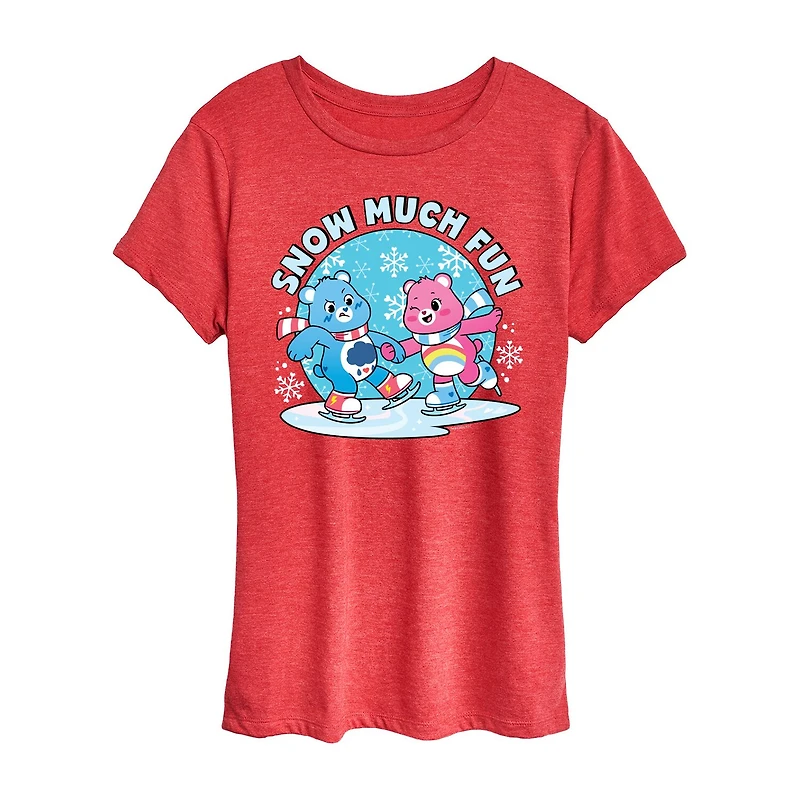 Snow Much Fun Womens Crew Neck Short Sleeve Regular Fit Care Bears Graphic T-Shirt