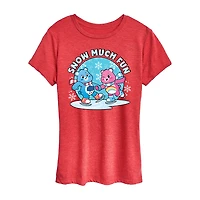 Snow Much Fun Womens Crew Neck Short Sleeve Regular Fit Care Bears Graphic T-Shirt