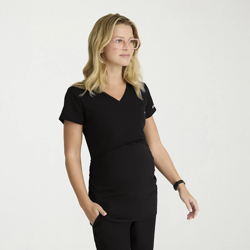 Skechers Skt269 Bloom 1-Pocket Womens Maternity V Neck Short Sleeve Stretch Fabric Moisture Wicking Scrub Top