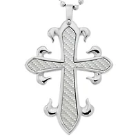Mens Cross Pendant Necklace Stainless Steel