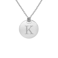 Personalized Sterling Silver 16mm Round Initial Pendant Necklace