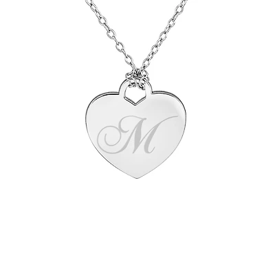 Personalized Sterling Silver Initial Heart Pendant Necklace