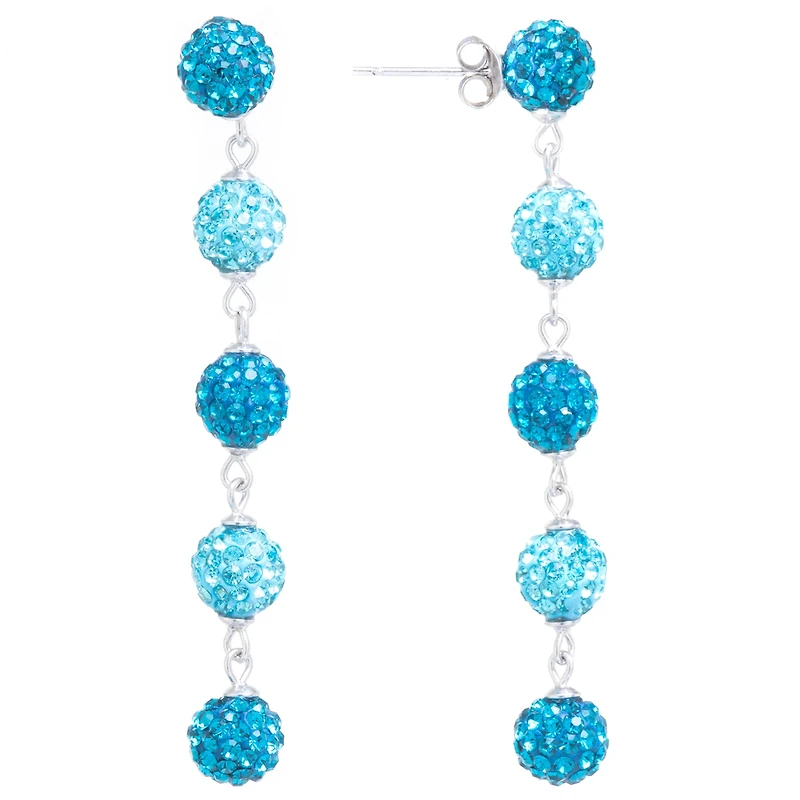 Sparkle Allure Womens Blue Crystal Pure Silver Over Brass Ball Drop Earrings