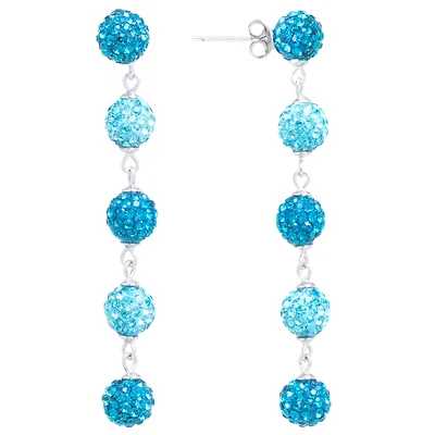 Sparkle Allure Womens Blue Crystal Pure Silver Over Brass Ball Drop Earrings