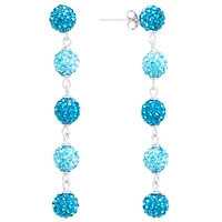 Sparkle Allure Womens Blue Crystal Pure Silver Over Brass Ball Drop Earrings