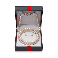 Womens White Cultured Freshwater Pearl Sterling Silver 3-pc. Jewelry Set