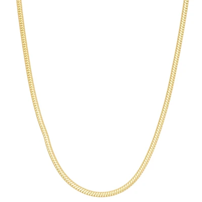 14K Gold Over Silver Solid Snake Chain Necklace