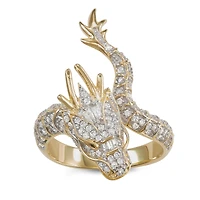 Womens 1 1/4 CT. T.W. Cubic Zirconia 14K Two Tone Gold Over Silver Dragon Cocktail Ring