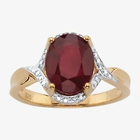 Womens Lead Glass-Filled Red Ruby 14K Gold Over Silver Cocktail Ring