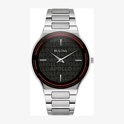Bulova Apollo Special Edition Mens Silver Tone Stainless Steel Bracelet Watch 96a296