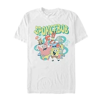 Mens Crew Neck Short Sleeve Classic Fit Spongebob Graphic T-Shirt