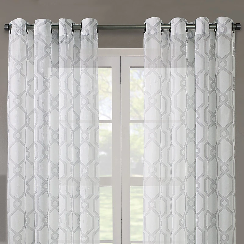 Regal Home Crushed Voile Geo Print Grommet Top Sheer Single Curtain Panel