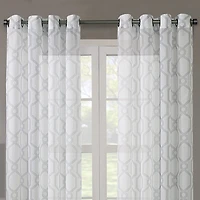 Regal Home Crushed Voile Geo Print Grommet Top Sheer Single Curtain Panel