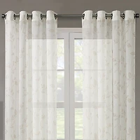 Regal Home Crushed Voile Leaves Print Grommet Top Sheer Single Curtain Panel