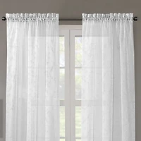 Regal Home Embroidered Voile Rod Pocket Sheer Single Curtain Panel