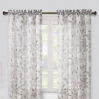 Regal Home Floral Printed Voile Rod Pocket Sheer Single Curtain Panel