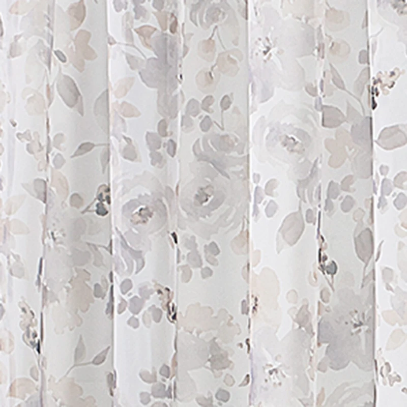 Regal Home Floral Printed Voile Rod Pocket Sheer Single Curtain Panel