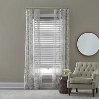 Regal Home Floral Printed Voile Rod Pocket Sheer Single Curtain Panel