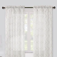 Regal Home Fret Printed Voile Rod Pocket Sheer Single Curtain Panel
