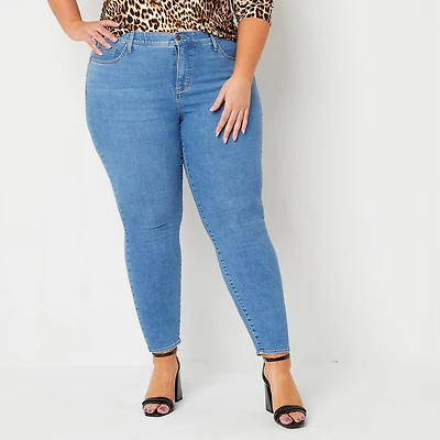 Bold Elements Womens Plus Mid Rise Skinny Fit Jean