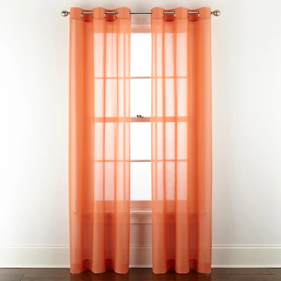 Home Expressions Remy Solid Grommet Top Sheer Single Curtain Panel