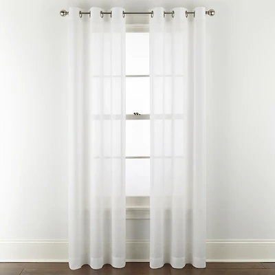 Home Expressions Remy Solid Grommet Top Sheer Single Curtain Panel
