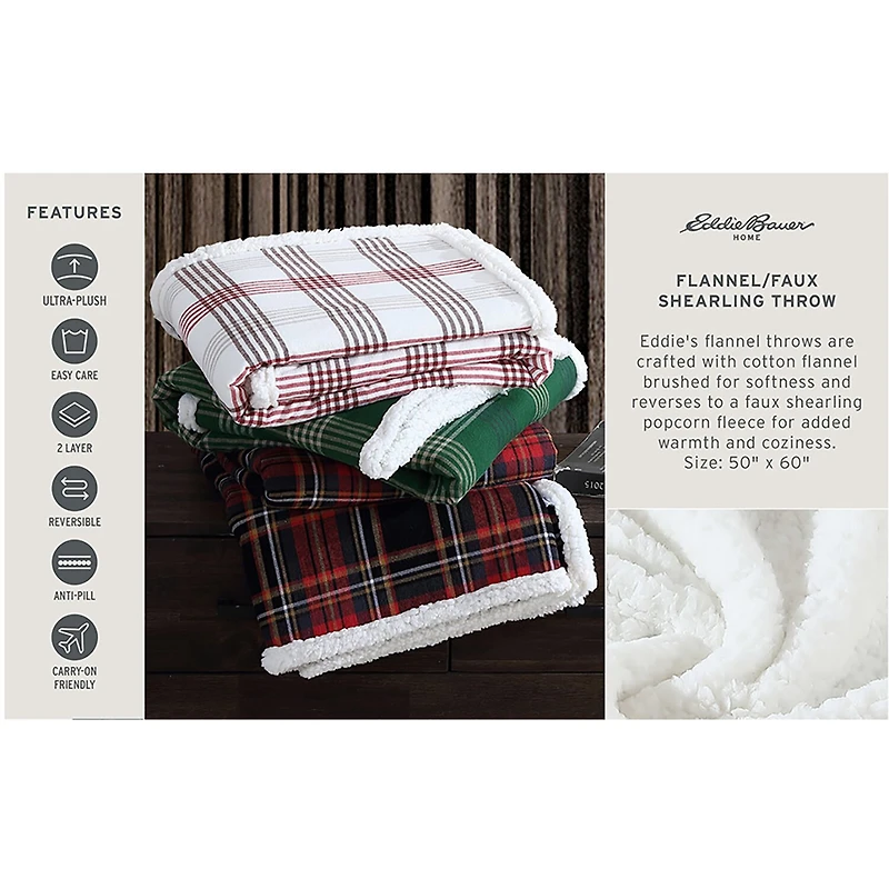 Eddie Bauer Mountain Pine Tartan Washable Lightweight Throw