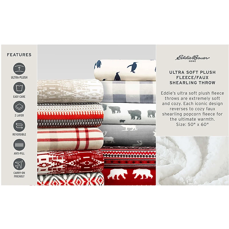 Eddie Bauer Pine Plaid Washable Lightweight Throw