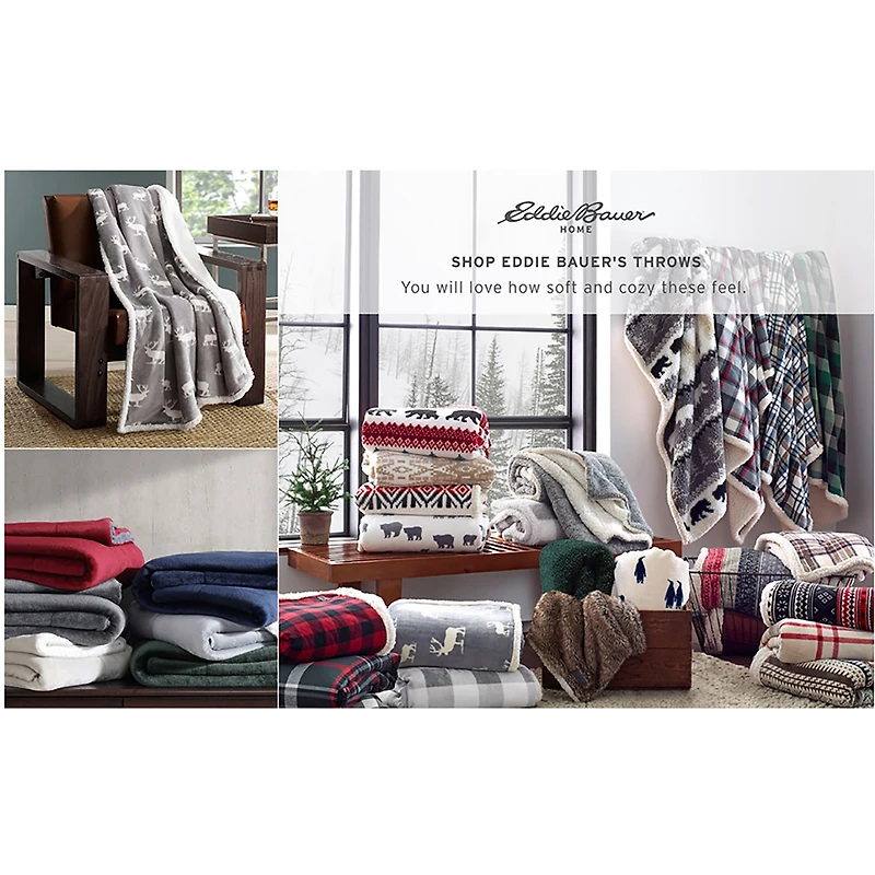Eddie Bauer Pine Plaid Washable Lightweight Throw