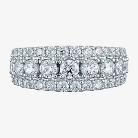 (H-I / I1) Womens 2 CT. T.W. Lab Grown White Diamond 10K Gold Anniversary Band
