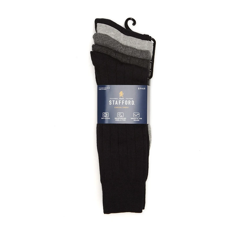 Stafford Casual Dress Cotton Mens 5 Pair Crew Socks