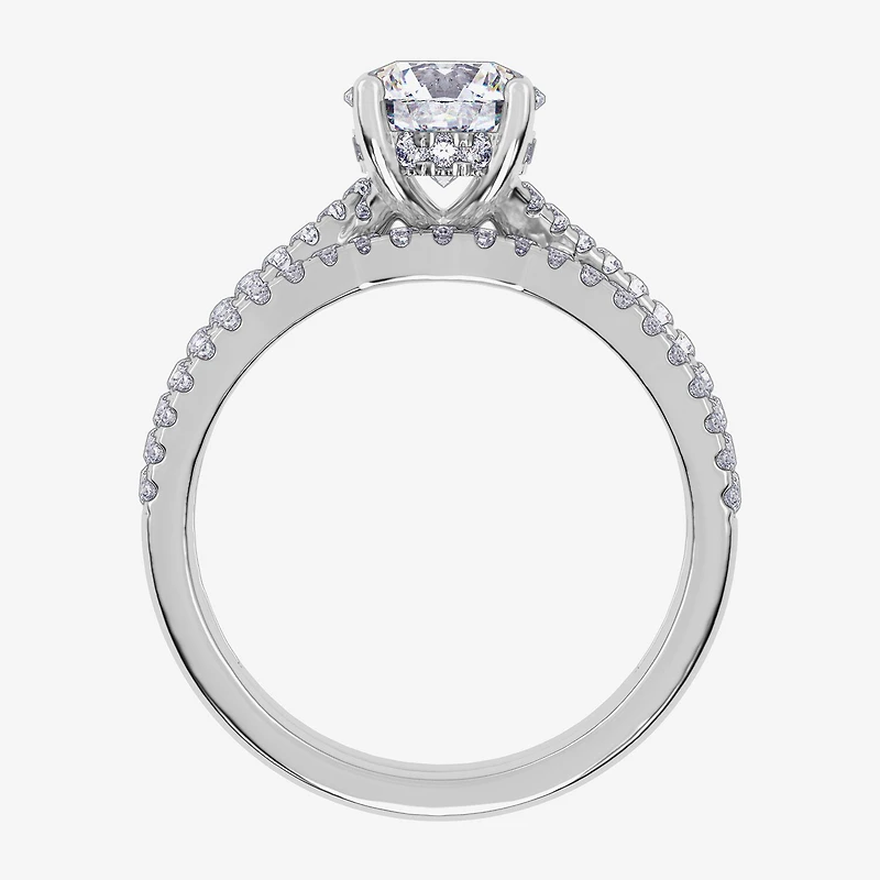 (H-I / Si2-I1) Womens 1 1/2 CT. T.W. Lab Grown White Diamond 10K Gold Round Side Stone Bridal Set