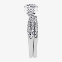(H-I / Si2-I1) Womens 1 1/2 CT. T.W. Lab Grown White Diamond 10K Gold Round Side Stone Bridal Set