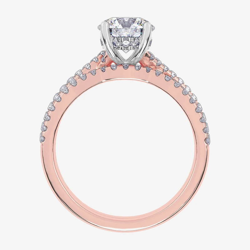 (H-I / Si2-I1) Womens 1 1/2 CT. T.W. Lab Grown White Diamond 10K Gold Round Side Stone Bridal Set