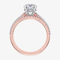 (H-I / Si2-I1) Womens 1 1/2 CT. T.W. Lab Grown White Diamond 10K Gold Round Side Stone Bridal Set