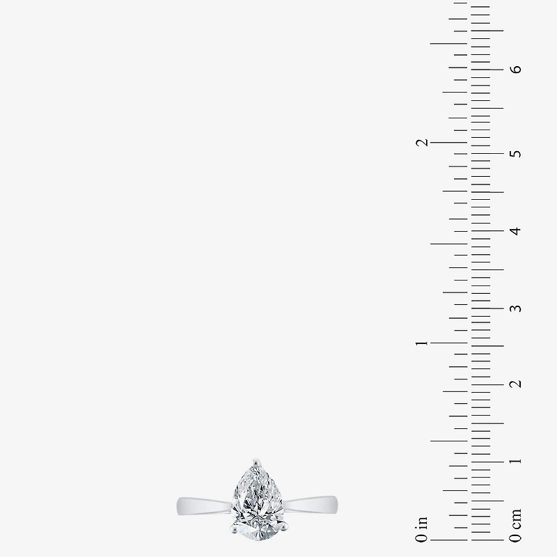(H-I / SI2) Womens 1 1/2 CT. Lab-Grown White Diamond 14K Gold Pear Solitaire Engagement Ring