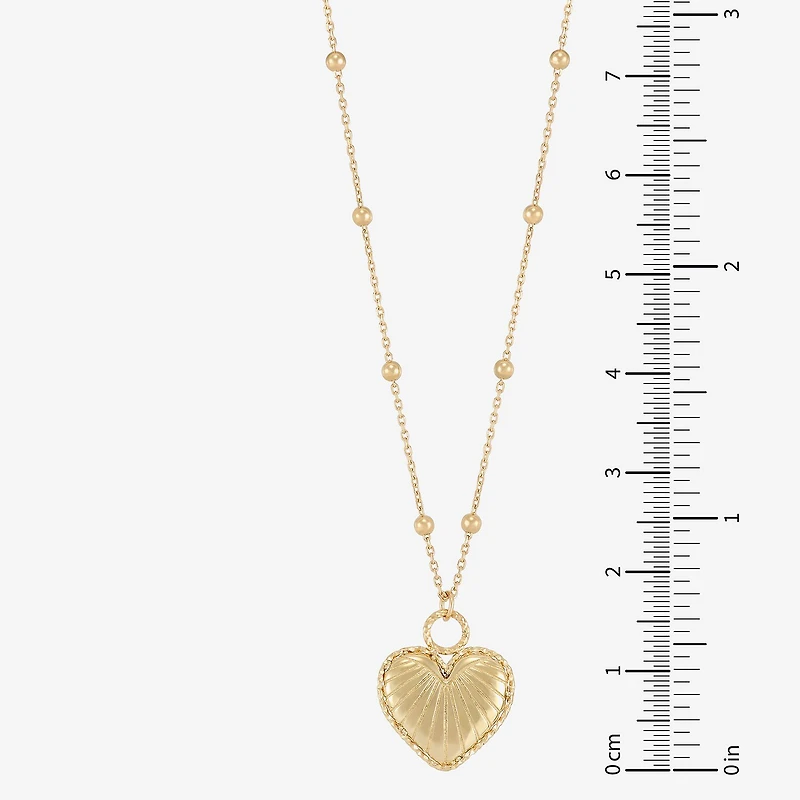 Mia Oro Womens 14K Gold Heart 18 Inch Pendant Necklace